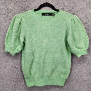 VERO MODA Puff Sleeve Knit Sweater Green Short Sleeve Women Size Small
